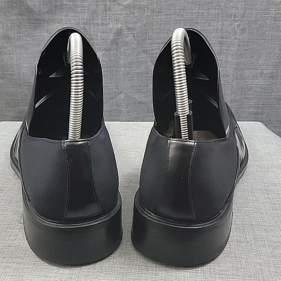 Mezlan Panaro Black Leather Slip-On Loafers Stretch Top Men\'s SZ 11M